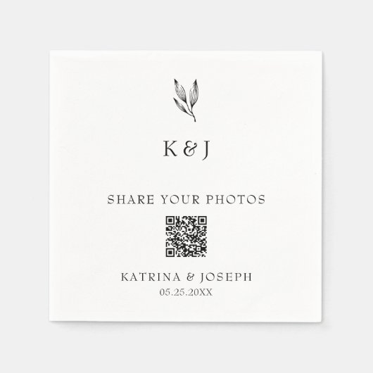 Share your Photos QR Code Botanical Wedding Servet (Voorkant)