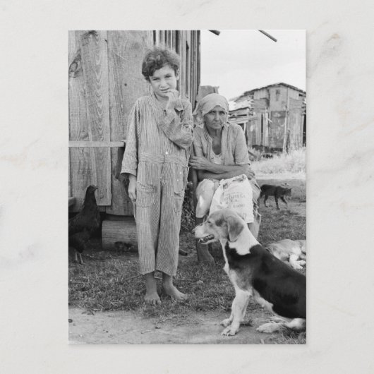 Sharecropper Family with Hound Dog, 1935 Briefkaart (Voorkant)