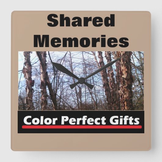Shared Memories Birch Tree Vierkante Klok (Voorkant)