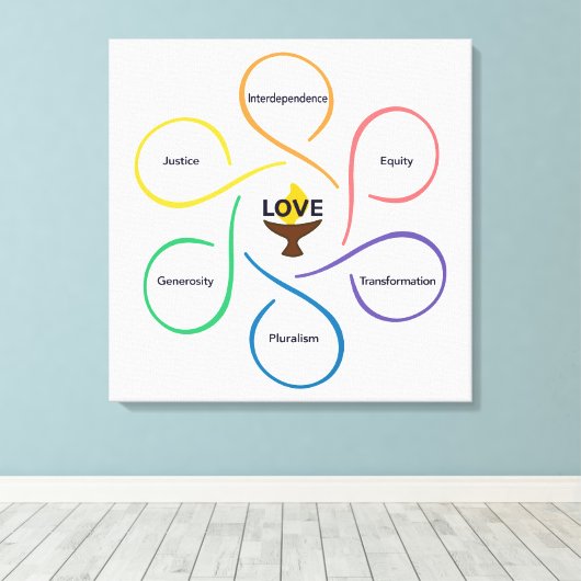 Shared Values Flower - Unitarian Universalist Flow Canvas Afdruk (Insitu (Houten vloer))