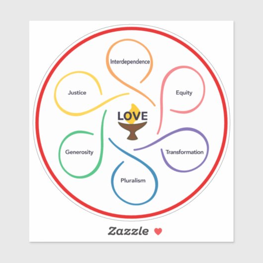 Shared Values Flower - Unitarian Universalist Flow Sticker (Vel)