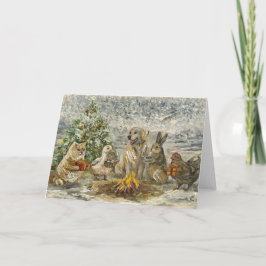 Shared Warmth Whimsical Farmhouse Animals Campfire Kaart