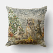 Shared Warmth Whimsical Farmhouse Animals Campfire Kussen (Voorkant)