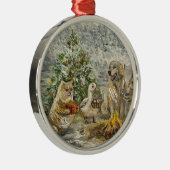 Shared Warmth Whimsical Farmhouse Animals Campfire Metalen Ornament (Rechts)