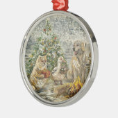 Shared Warmth Whimsical Farmhouse Animals Campfire Metalen Ornament (Links)