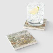 Shared Warmth Whimsical Farmhouse Animals Campfire Stenen Onderzetter (Zijkant)