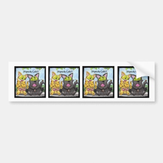 Sharedy Cats -Gekke en Tig Bumpersticker (Voorkant)