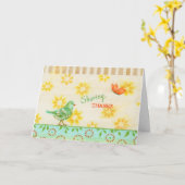 Sharing Bird en Butterfly Blank Wenskaart Kaart (Gele Bloem)