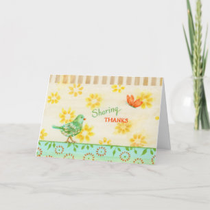 Sharing Bird en Butterfly Blank Wenskaart Kaart