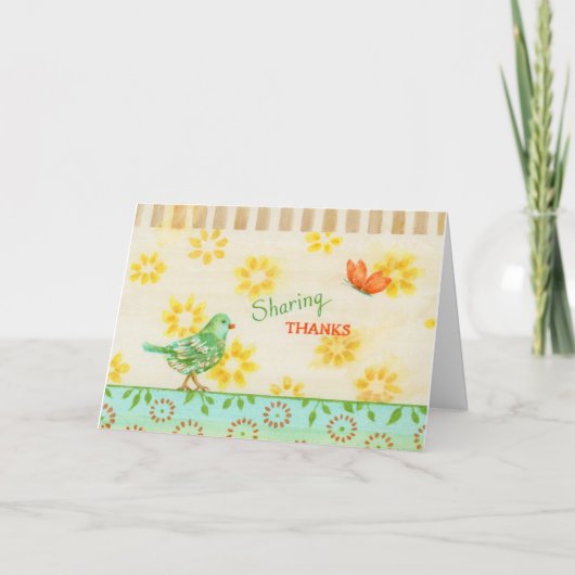 Sharing Bird en Butterfly Blank Wenskaart Kaart (Voorkant)