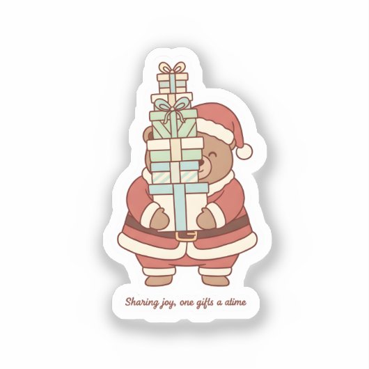 Sharing Joy Christmas Sticker | Cute Santa Gift  (Voorkant)