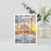 Sharjah Moskee UAE Famous Travel Waterverf Sketch Briefkaart (Staand voorkant)