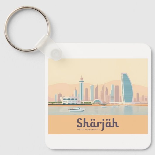 Sharjah UAE Pastel Travel Sleutelhanger (Voorkant)