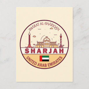 Sharjah United Arab Emirates City Skyline Emblem Briefkaart