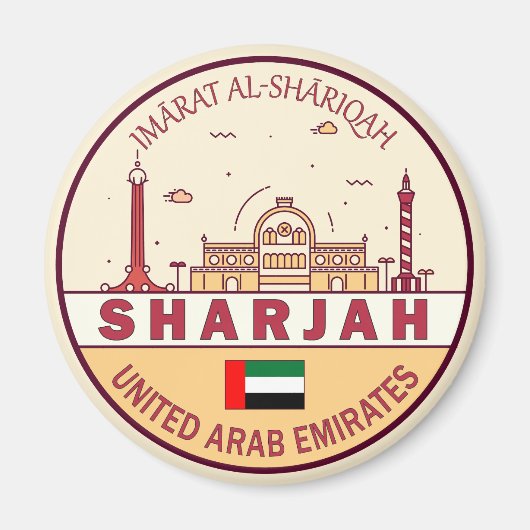 Sharjah United Arab Emirates City Skyline Emblem Magneet (Voorkant)