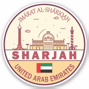 Sharjah United Arab Emirates City Skyline Emblem Sticker