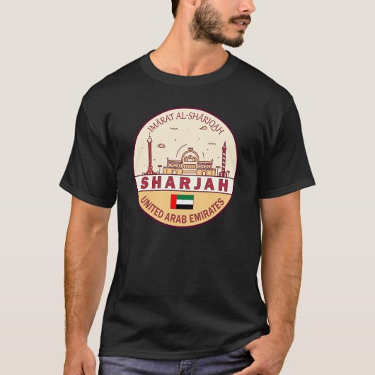 Sharjah United Arab Emirates City Skyline Emblem T-shirt (Voorkant)