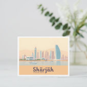 Sharjah VAE Pastel Reizen Briefkaart (Staand voorkant)