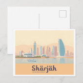 Sharjah VAE Pastel Reizen Briefkaart (Voorkant / Achterkant)
