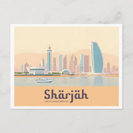 Sharjah VAE Pastel Reizen Briefkaart