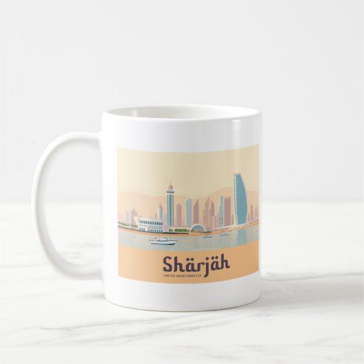 Sharjah VAE Pastel Reizen Koffiemok (Links)