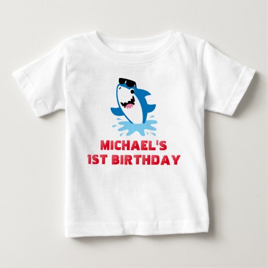 Shark 1st Birthday Tshirt Toddler Baby Kind (Voorkant)
