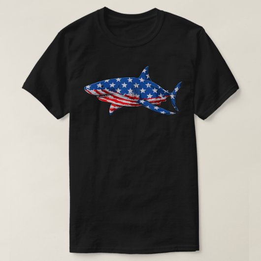 Shark 4 juli Funny American Patriotic USA T-shirt (Design voorkant)