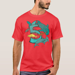 Shark 5th Birthday Gifts for Zee Createovers S T-shirt