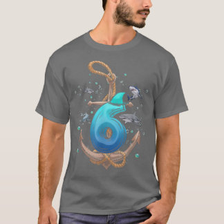 Shark 6th Birthday Boys Shark 6 years Old Ocean Bd T-shirt