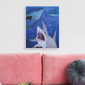 Shark-aanval Canvas Afdruk (Insitu (Woonkamer))
