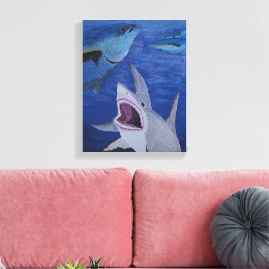 Shark-aanval Canvas Afdruk (Insitu (Woonkamer))