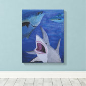 Shark-aanval Canvas Afdruk (Insitu (Houten vloer))