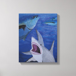 Shark-aanval Canvas Afdruk