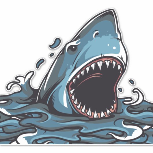 Shark-aanval Sticker (Voorkant)
