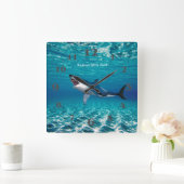 Shark afbeelding voor Square Wall Clock Vierkante Klok (Huis)