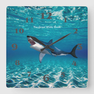 Shark afbeelding voor Square Wall Clock Vierkante Klok