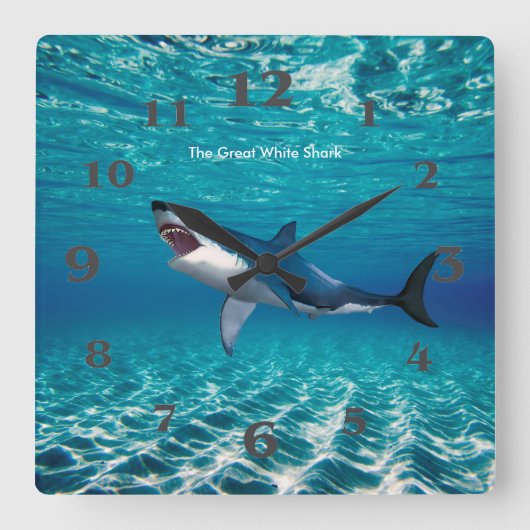 Shark afbeelding voor Square Wall Clock Vierkante Klok (Voorkant)