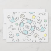 Shark Ahoy Baby Jongen Geboorte Aankondiging (Achterkant)