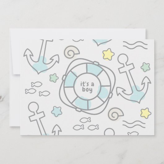 Shark Ahoy Baby Jongen Geboorte Aankondiging (Achterkant)