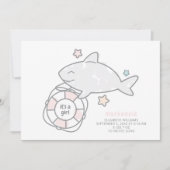 Shark Ahoy Baby Meisje Geboorte Aankondiging (Voorkant)