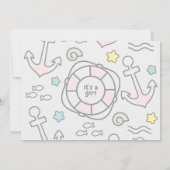 Shark Ahoy Baby Meisje Geboorte Aankondiging (Achterkant)