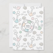 Shark Ahoy Baby shower Invitation Kaart (Achterkant)