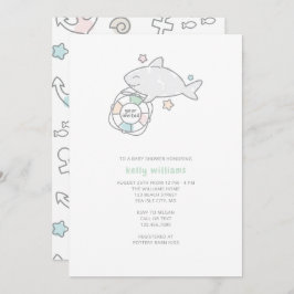Shark Ahoy Baby shower Invitation Kaart