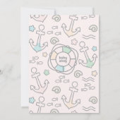 Shark Ahoy Meisje Baby shower Kaart (Achterkant)