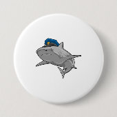 Shark als politieagent ronde button 7,6 cm (Voorkant)