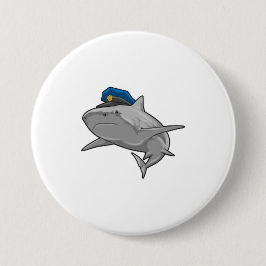 Shark als politieagent ronde button 7,6 cm (Voorkant)