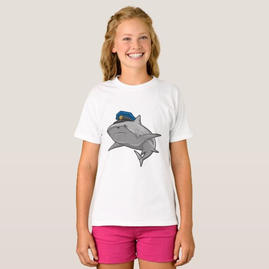 Shark als politieagent t-shirt (Voorkant volledig)
