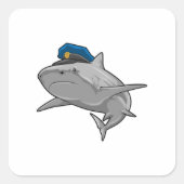 Shark als politieagent vierkante sticker (Voorkant)