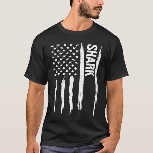Shark American Flag Gezegden T-shirt (Voorkant)