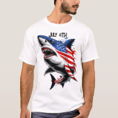 Shark American Flag op 4 juli T-shirt (Voorkant)